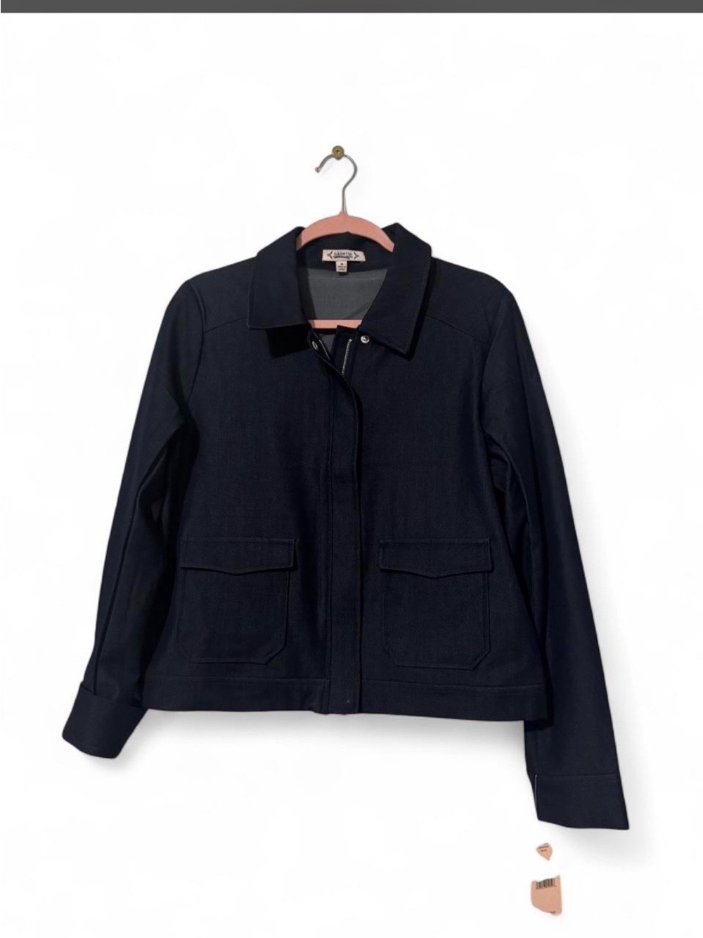 Nanette Lepore Navy Zip-Front Jean Jacket